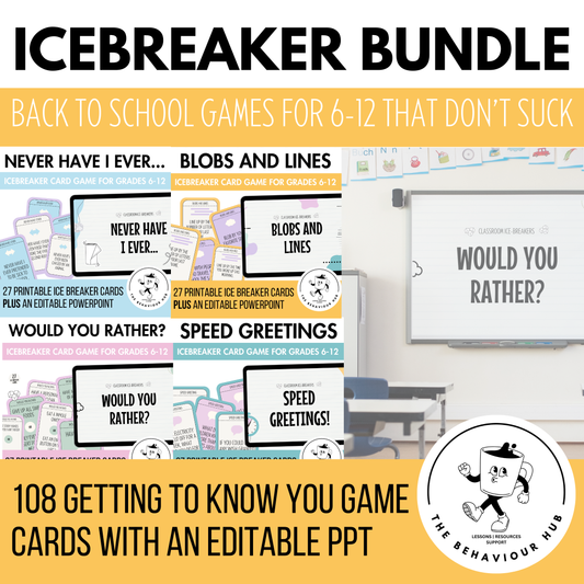 Back to School Icebreaker Bundle: 4 Card Games for First Day and Brain Breaks